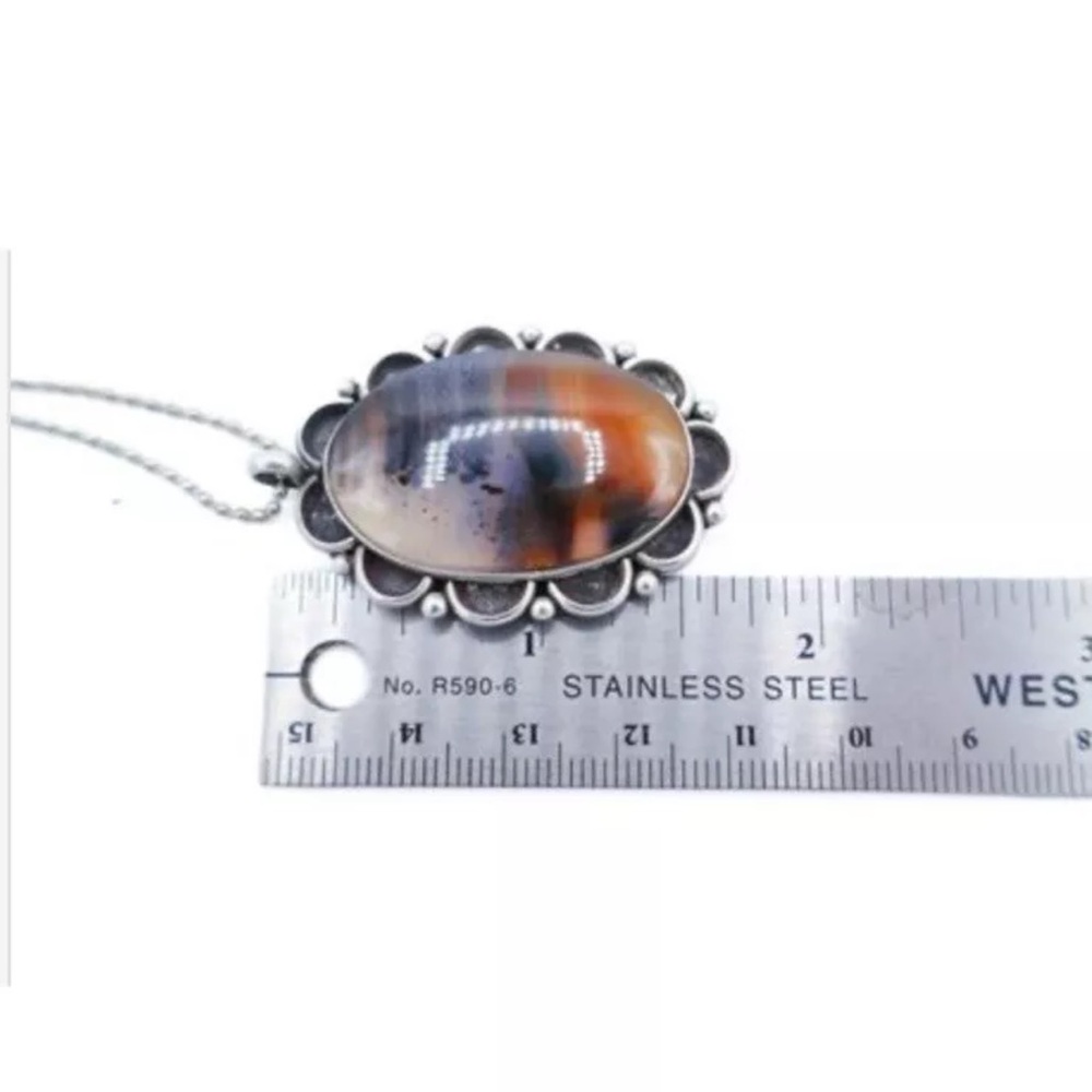 Montana Moss Agate 925 Sterling Silver Pendant Necklace 30" - Picture 6 of 9